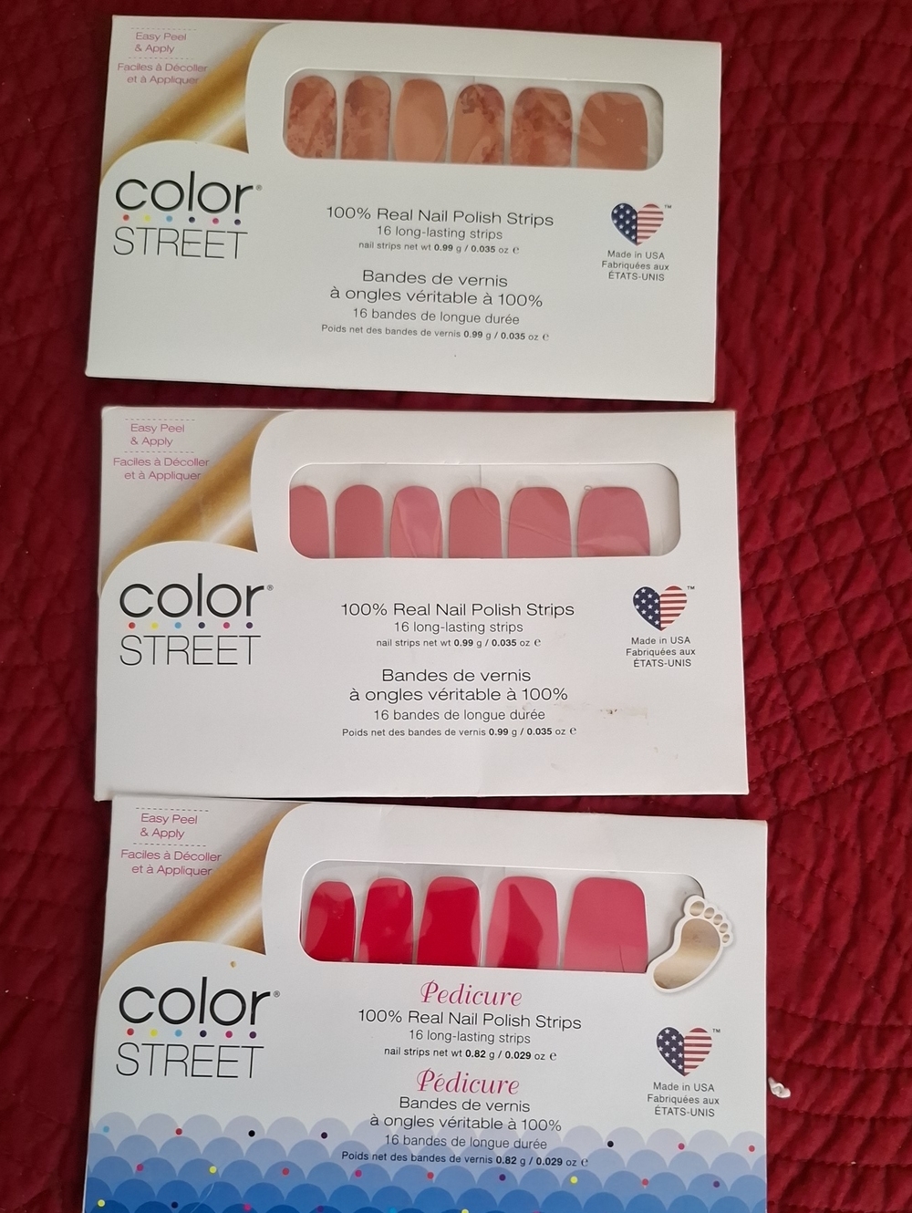 Color Street Pink, Coral & Red Nail Polish Strips Trio Pack